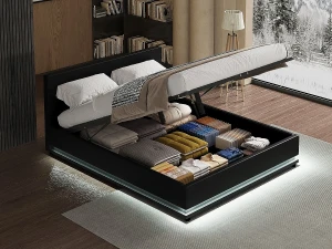 Habitat et jardin Cama con LED "Anastasia"- 160 x 200 cm - Negro
