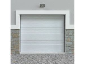 Sectionale garagedeur met wit groefeffect en Somfy motor - NORIA