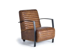 Giner y colomer Sillón de Piel 75 Cm Estilo Industrial Vintage-82x75x82