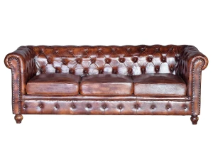 Giner y colomer Sofá de Cuero - Piel 200 Cm Estilo Chester-76x200x85