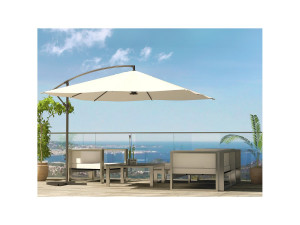 Concept-Usine LED Zweefparasol vierkant 3x3m crème SOLENZARA