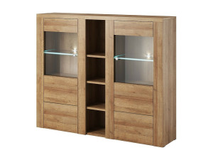 Meublorama Kast met design 2 deuren voor woonkamer in eikenkleur. Collectie SANTIAGO.
