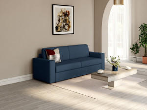 Unique Sofá cama de 3 plazas de tela tipo italiano azul noche COGLIO