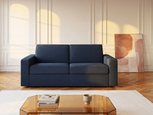 Unique Sofá cama de 3 plazas de tela tipo italiano azul noche COGLIO