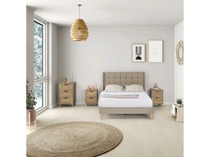 VS Venta-stock Estructura de Cama tapizada Esther de 30 cm, 150x190 cm, Beige