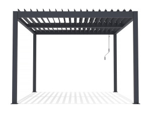 Habitat et jardin Pergola  terrasoverkapping zonwering 3 x 4 m verstelbaar aluminium met led verlichting "Windsor premium" - Grijs