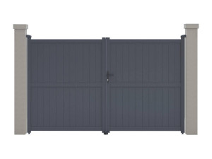 Habitat et jardin Tuinpoort dubbele poort aluminium "Maurice" - 299,5 x 180,9 cm - Grijs