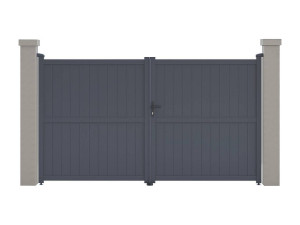 Habitat et jardin Tuinpoort dubbele poort aluminium "Maurice" - 299,5 x 155,9 cm - Grijs