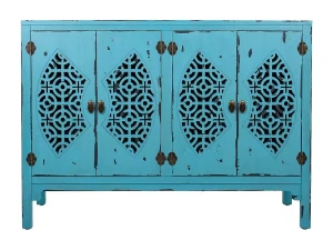 Wanderlust Aparador de madera azul 120x40x86,5