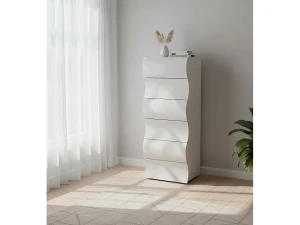 Dmora Cômoda Dhaa, cômoda com 6 gavetas, cômoda de quarto, 100% Fabricado na Itália, 50x40h122 cm, Branco brilhante
