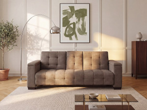 Unique Sofá cama 3 plazas clic-clac DEVONSHIRE de microfibra - Marrón
