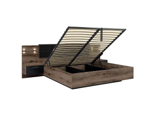 Petits-Meubles Cama com arrumação com base Romane madeira e preto 180x200