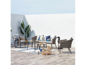 Concept-Usine Loungeset Tibouta 5 plaatsen van gevlochten hars met schuine poten