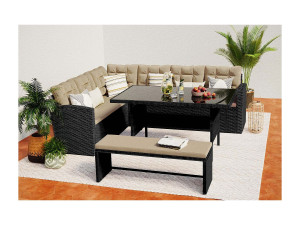 Concept-Usine Loungeset voor 8 personen van grijs/beige gevlochten hars MOOREA - Groot comfort voor buiten