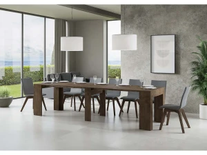 ITAMOBY Mesa consola extensível 90x49/307 cm Extra Nogueira extensões internas