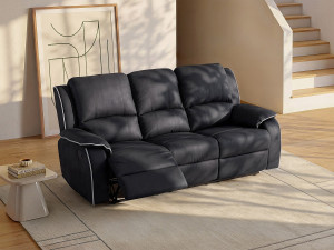 Vente-unique Driezits relaxbank microvezel HERNANI - zwart