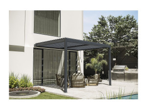 Habitat et jardin Pergola  terrasoverkapping zonwering verstelbaar met led verlichting aanbouw "Windsor" - 3 x 4 m - Antraciet