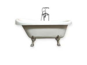 ELITESHOPPING Banheira de ilha vintage 170 x 80 cm com pés prateados e Torneira - Marigold