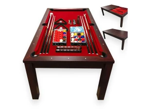 ELITESHOPPING Mesa de bilhar 7 pés Vermelho conversível en mesa – Estia