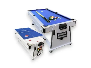 ELITESHOPPING Mesa de bilhar 7 pés multijogo azul air hockey + ping pong - Stark White