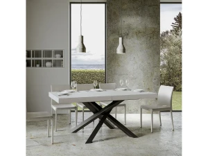 ITAMOBY Mesa extensible 180/440x90 cm Volantis fresno blanco patas antracita