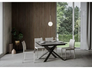 ITAMOBY Mesa extensible 90x120/180 cm Ganty Antracita Spatolato - Canto antracita Estructura antracita