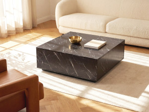 Vente-unique Salontafel met 2 lades van mdf - Zwart marmereffect - ANTRIM van Pascal Morabito