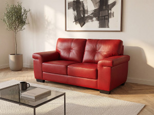Vente-unique Tweezitsbank van leer HAZEL - Rood