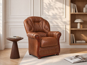 Vente-unique Fauteuil DAPHNE van 100% buffelleer - Bruin