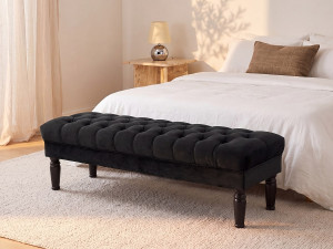 Vente-unique Bankje voor voeteneinde bed RINALDO - Zwart fluweel