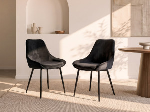 Unique Lote de 6 sillas MASURIE - Terciopelo - Negro