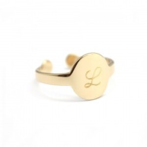 Bague personnalisée - ronde ajustable - Plaqué or