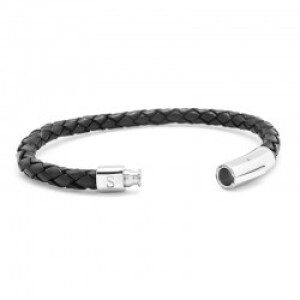 Bracelet cuir personnalisé - l'épicurien noir - Acier inoxydable