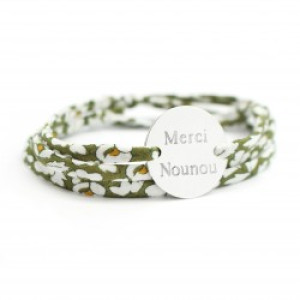 Bracelet personnalisé cordon liberty - médaille family - Argent