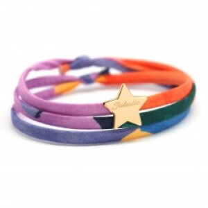 Bracelet cordon personnalisé liberty - étoile - Plaqué or