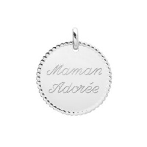 Pendentif personnalisé - médaille perlée - Argent