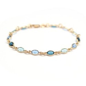 Bracelet Cristal - Bleu - Plaqué Or