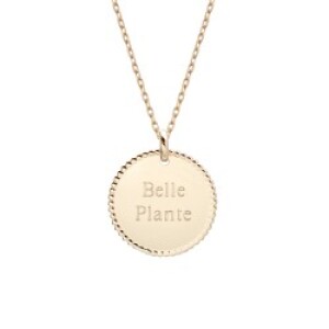 Collier personnalisé médaille perlée - Plaqué or
