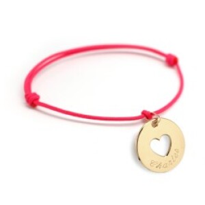 Bracelet cordon personnalisé - Accroche coeur - Plaqué or