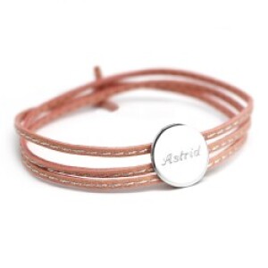 Bracelet cuir personnalisé - Amazone médaille - Argent