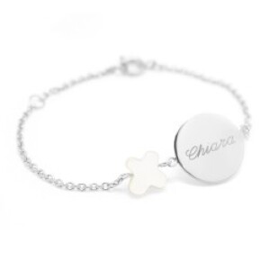 Bracelet chaine personnalisé - lovely nacre papillon - Argent