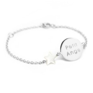 Bracelet chaine personnalisé - lovely nacre étoile - Argent