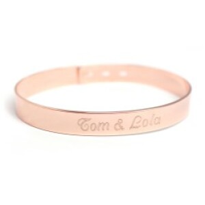 Jonc femme personnalisé - ruban large  - Plaqué or rose