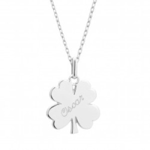 Collier personnalisé - médaille trèfle - Argent