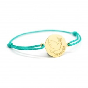 Bracelet cordon - les illustrés - colombe - Plaqué or
