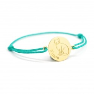 Bracelet cordon - les illustrés - chat - Plaqué or