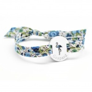 Bracelet liberty ruban personnalisé - flamant - Argent