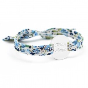 Bracelet liberty ruban personnalisé - médaille family - Argent