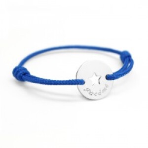 Bracelet cordon personnalisé - mini jeton étoile - Argent