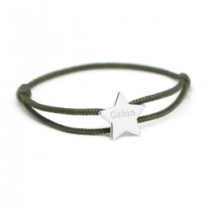 Bracelet cordon personnalisé - étoile - Argent